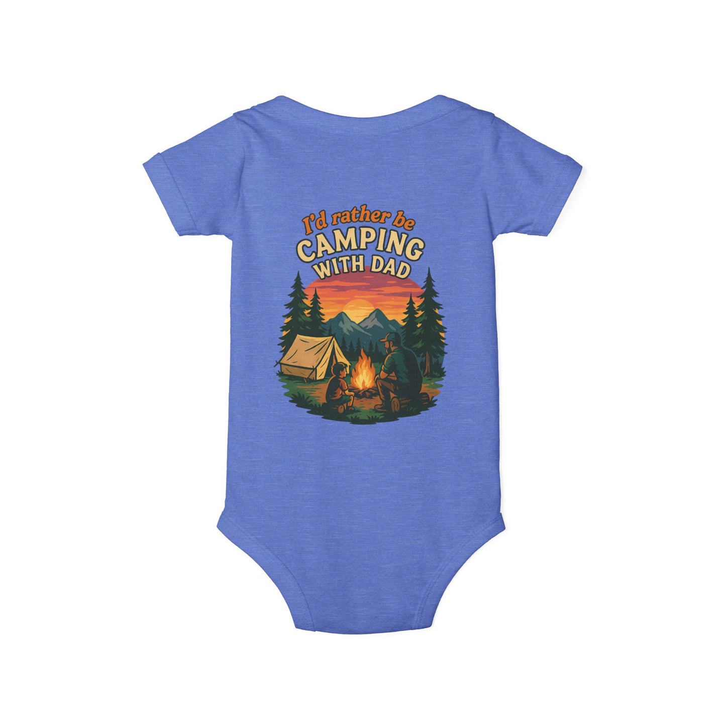 Camping-Themed Infant Jersey One Piece - "I'd Rather Be Camping With Dad" Baby Bodysuit