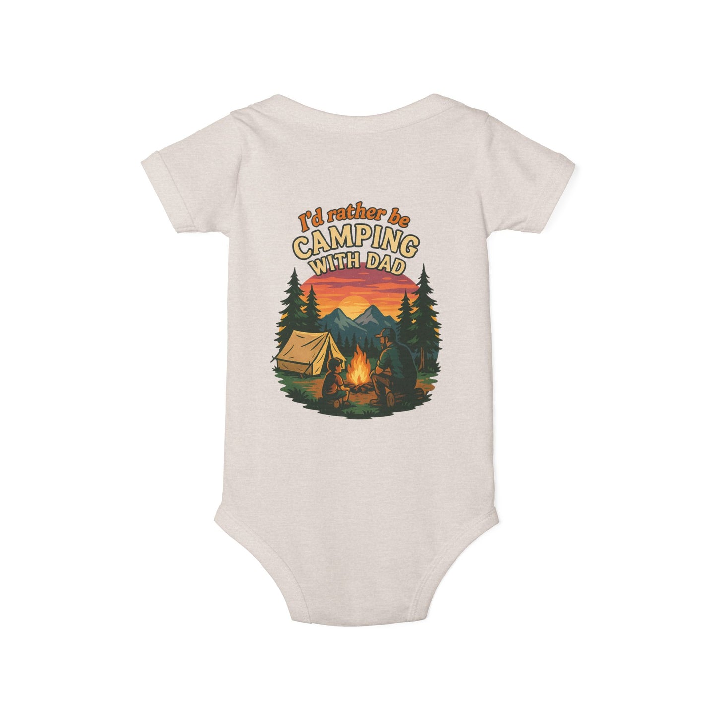 Camping-Themed Infant Jersey One Piece - "I'd Rather Be Camping With Dad" Baby Bodysuit