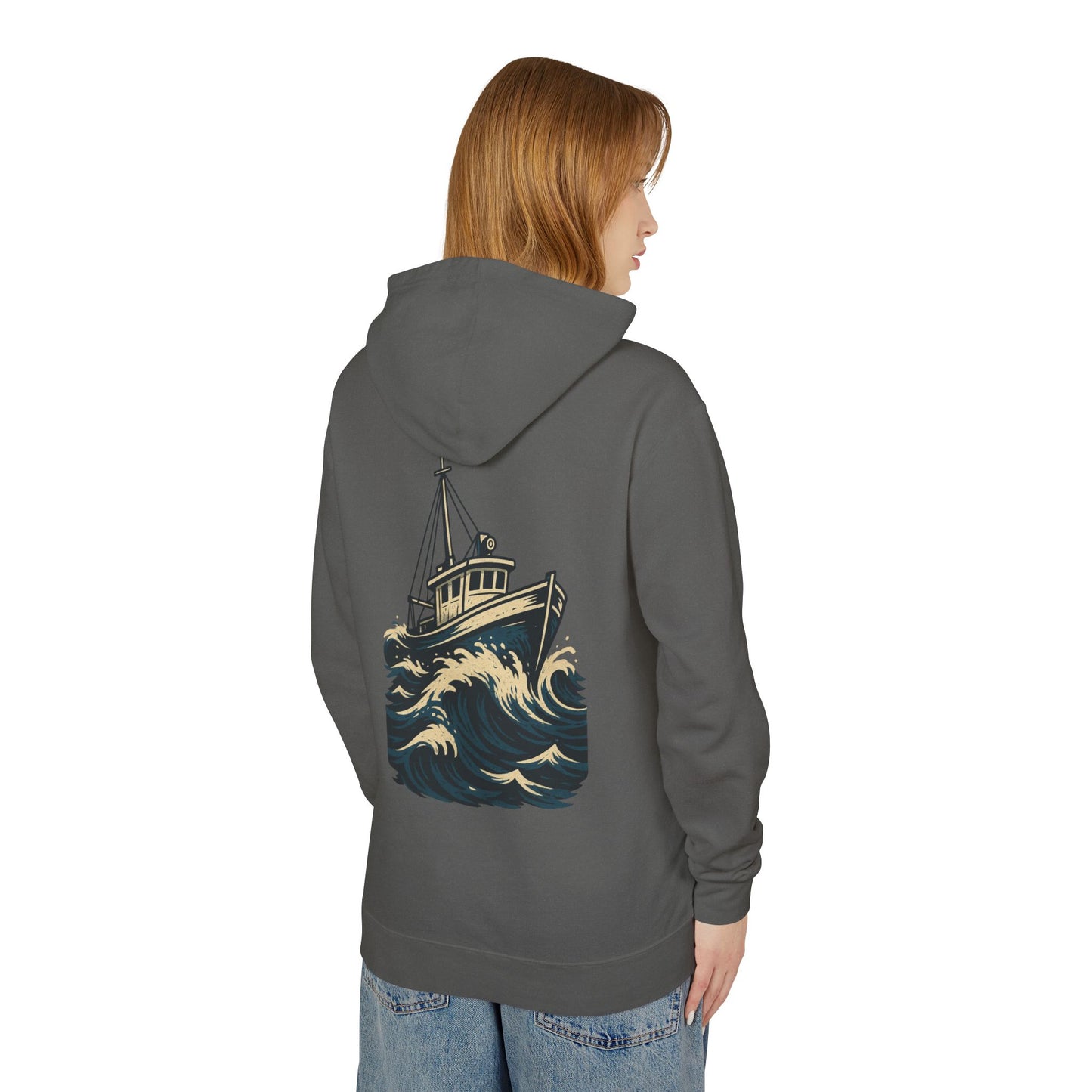 Worn N' Wild Unisex Lightweight Hooded Sweatshirt - Nautical Design