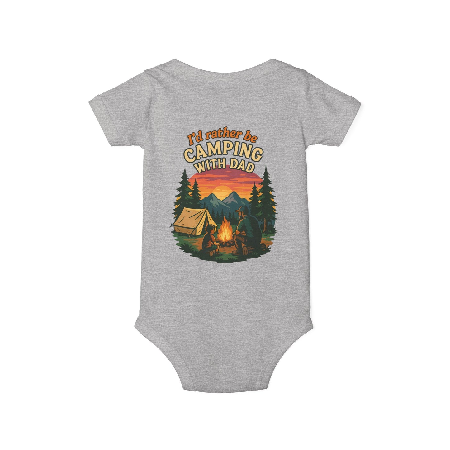 Camping-Themed Infant Jersey One Piece - "I'd Rather Be Camping With Dad" Baby Bodysuit