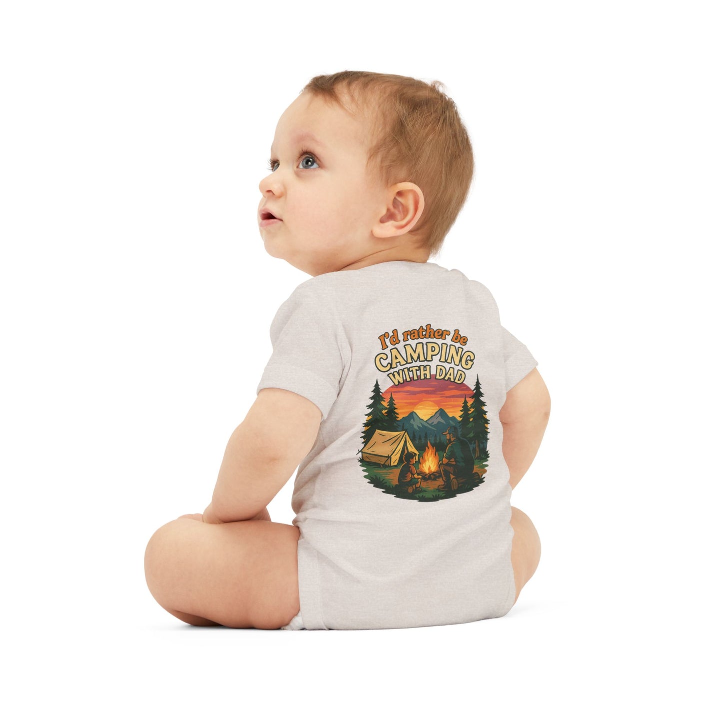 Camping-Themed Infant Jersey One Piece - "I'd Rather Be Camping With Dad" Baby Bodysuit