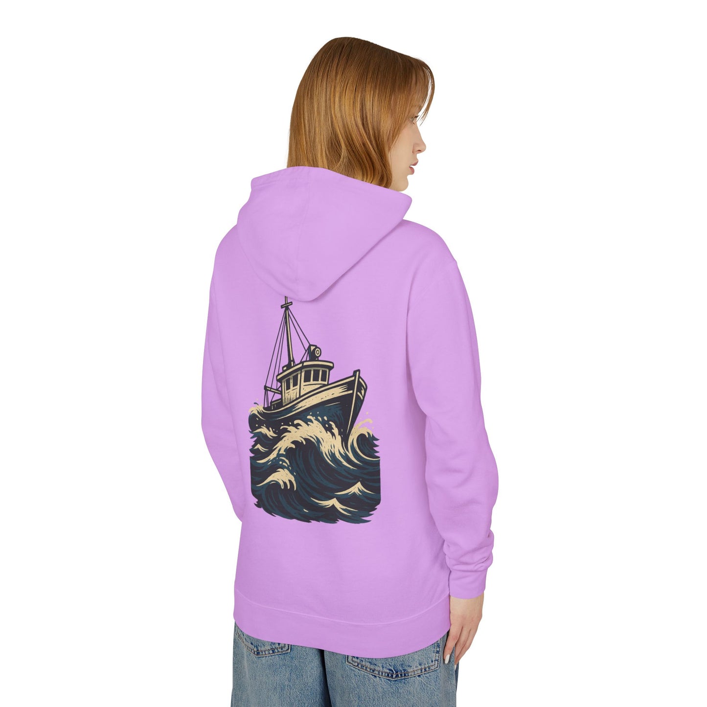 Worn N' Wild Unisex Lightweight Hooded Sweatshirt - Nautical Design