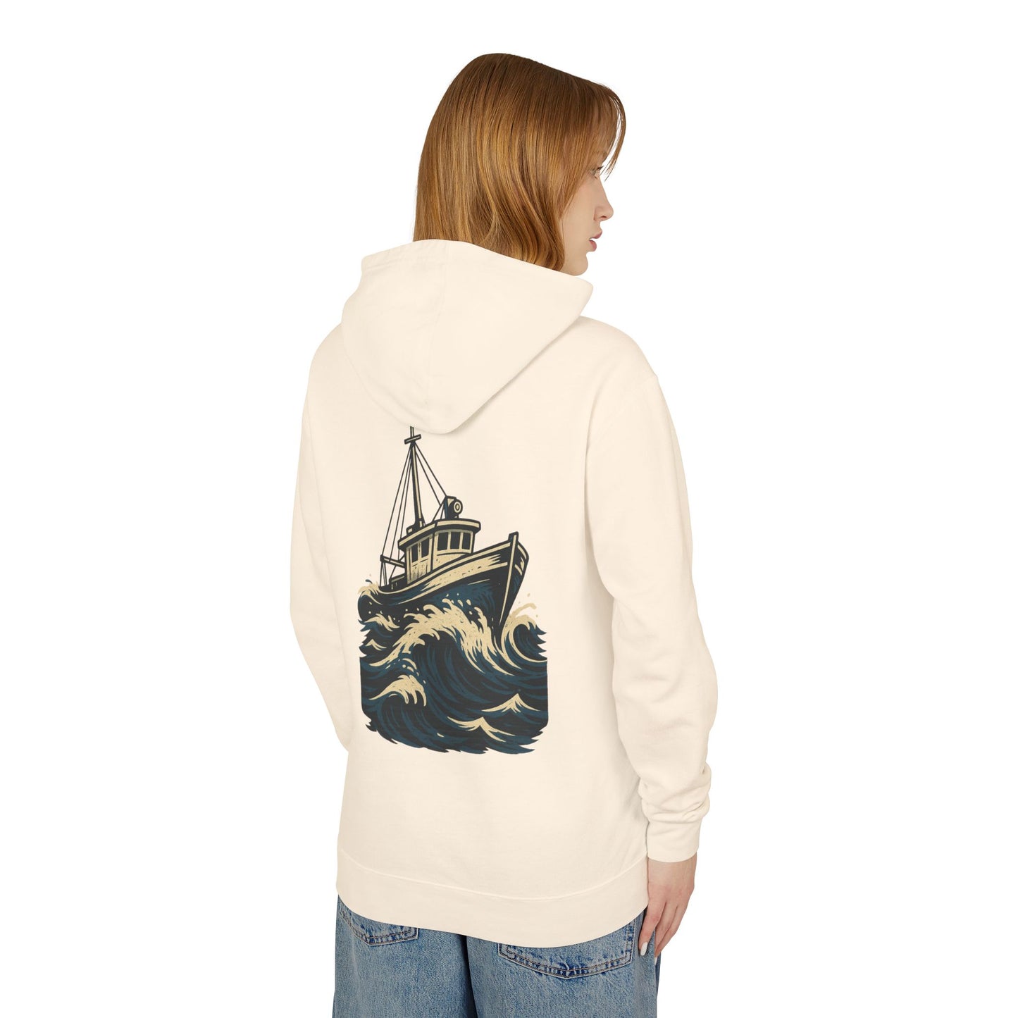 Worn N' Wild Unisex Lightweight Hooded Sweatshirt - Nautical Design