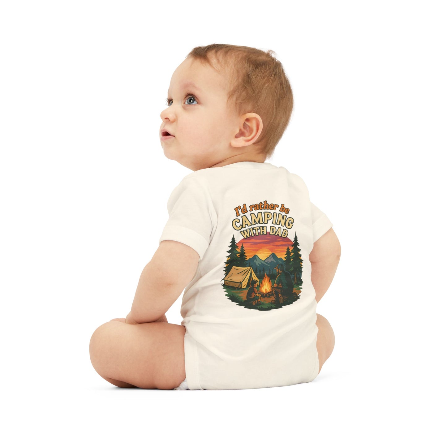 Camping-Themed Infant Jersey One Piece - "I'd Rather Be Camping With Dad" Baby Bodysuit