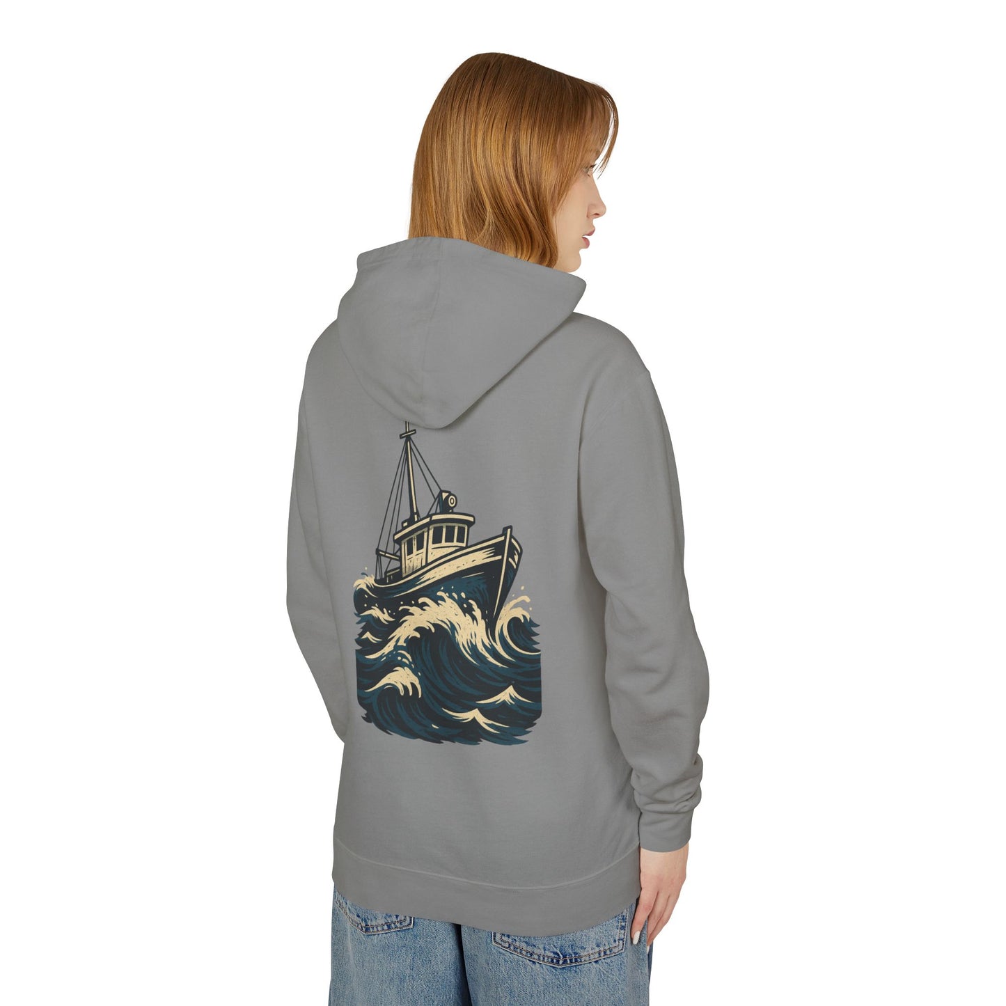 Worn N' Wild Unisex Lightweight Hooded Sweatshirt - Nautical Design
