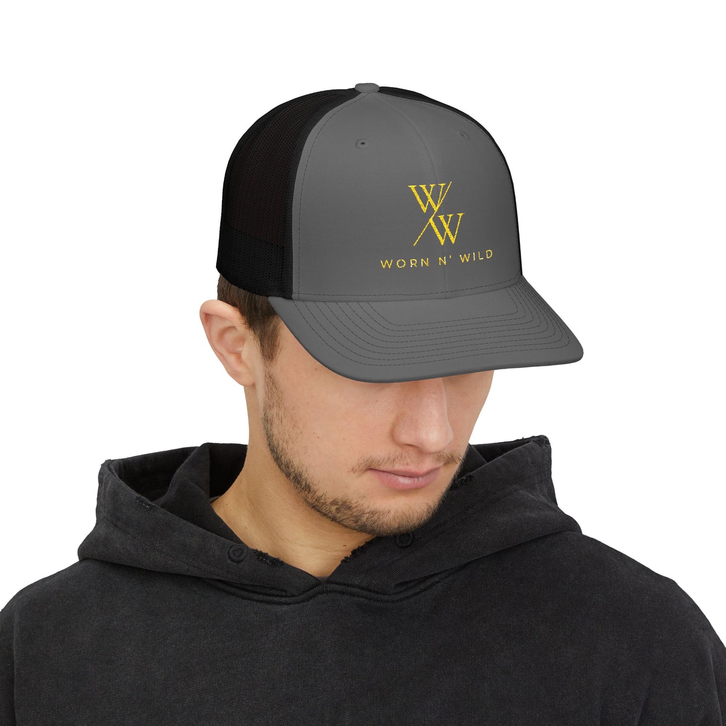 Worn N' Wild Embroidered Snapback Trucker Cap - Trendy Outdoor Style