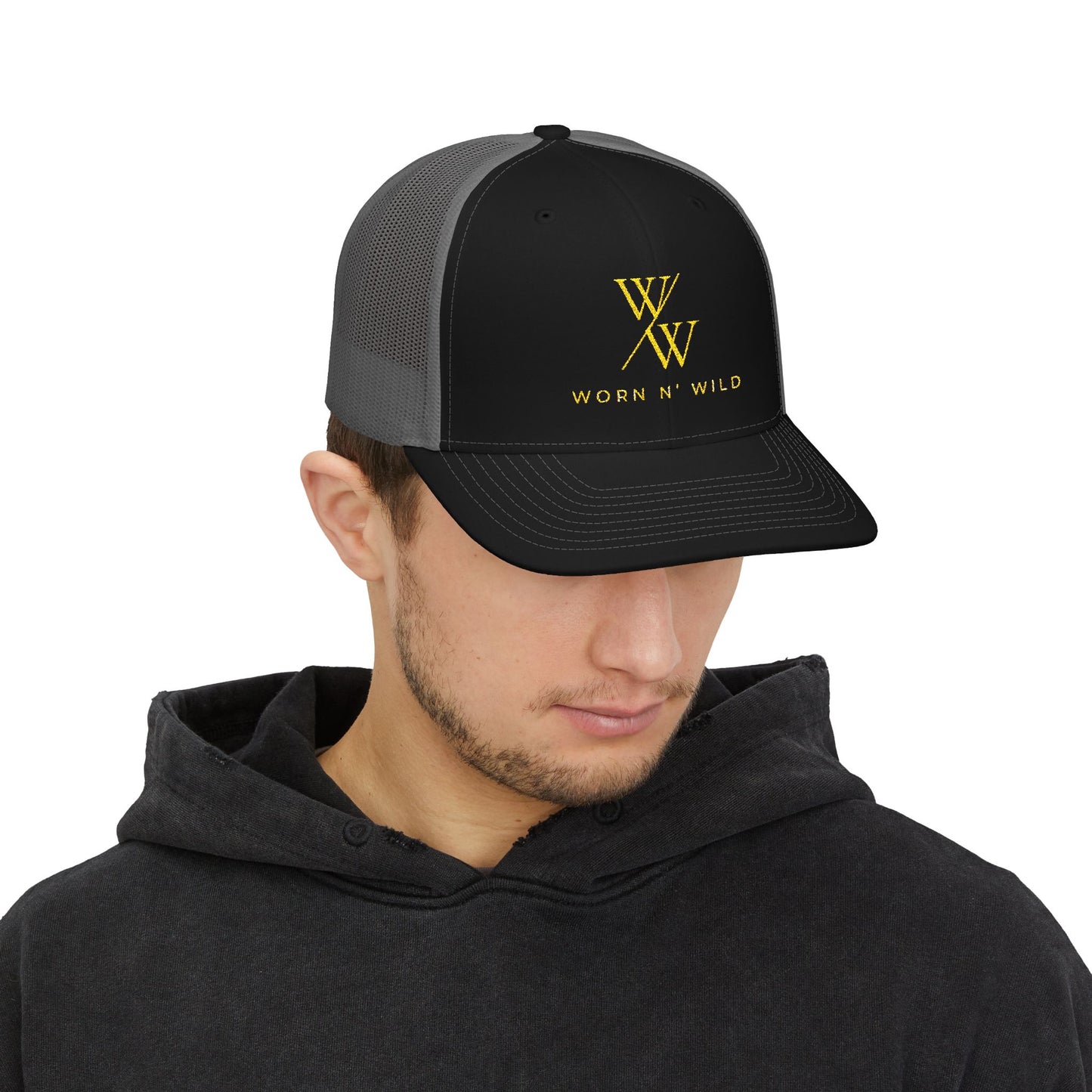 Worn N' Wild Embroidered Snapback Trucker Cap - Trendy Outdoor Style