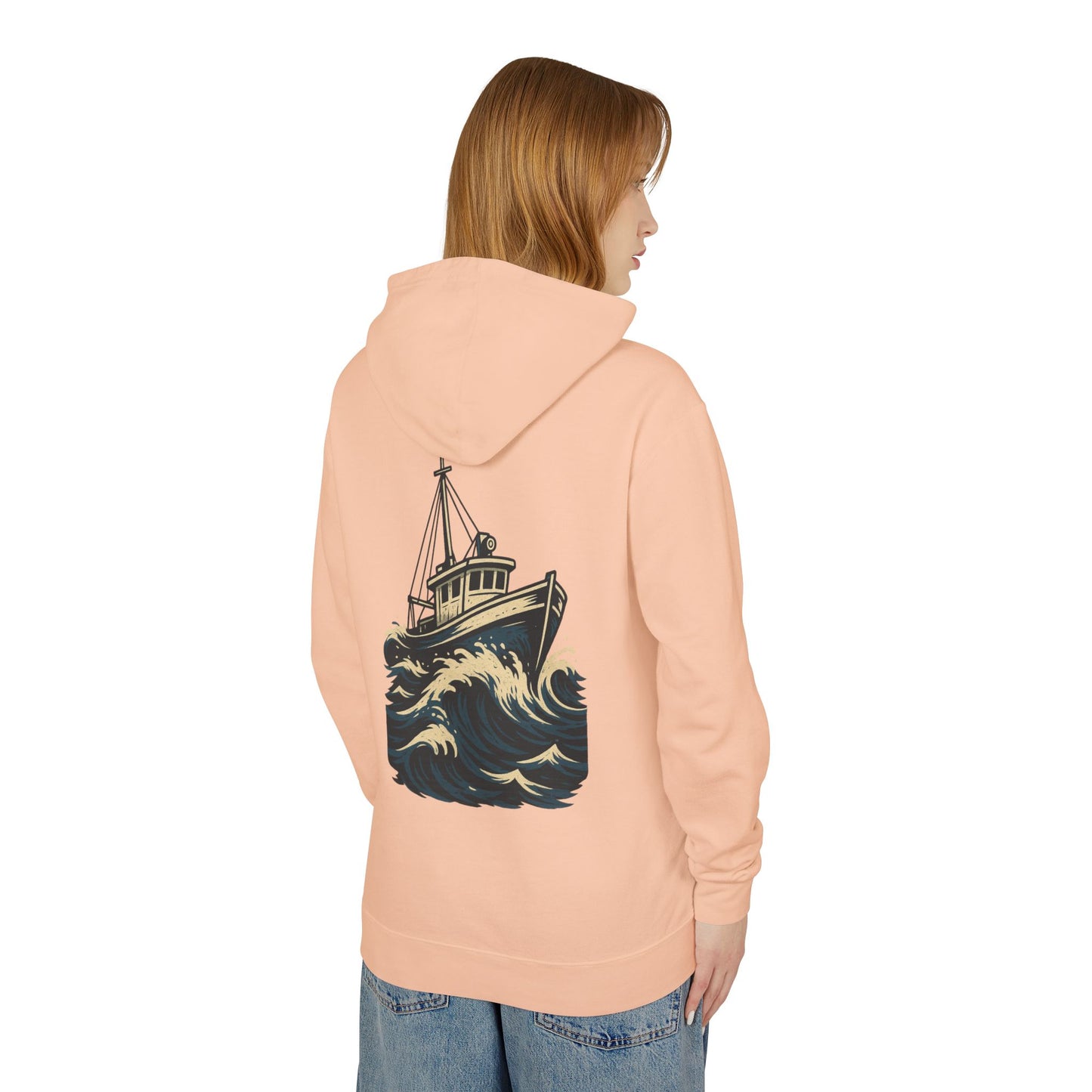 Worn N' Wild Unisex Lightweight Hooded Sweatshirt - Nautical Design
