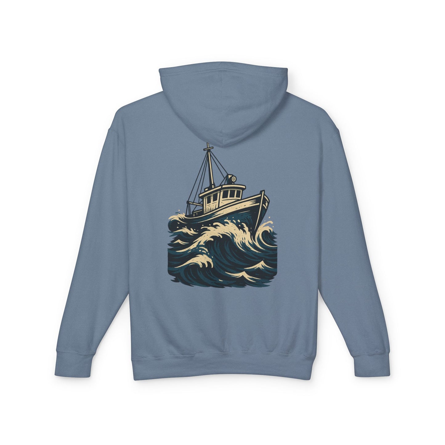 Worn N' Wild Unisex Lightweight Hooded Sweatshirt - Nautical Design
