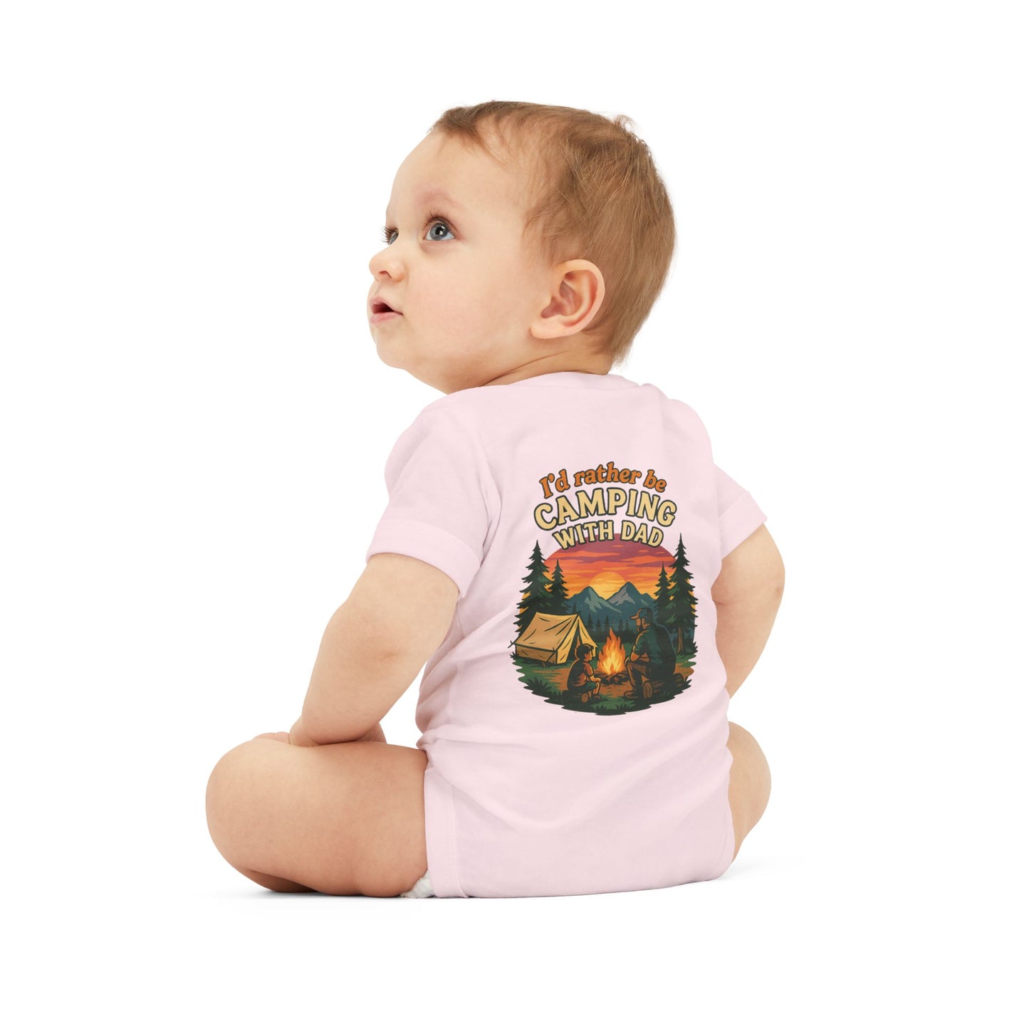 Camping-Themed Infant Jersey One Piece - "I'd Rather Be Camping With Dad" Baby Bodysuit