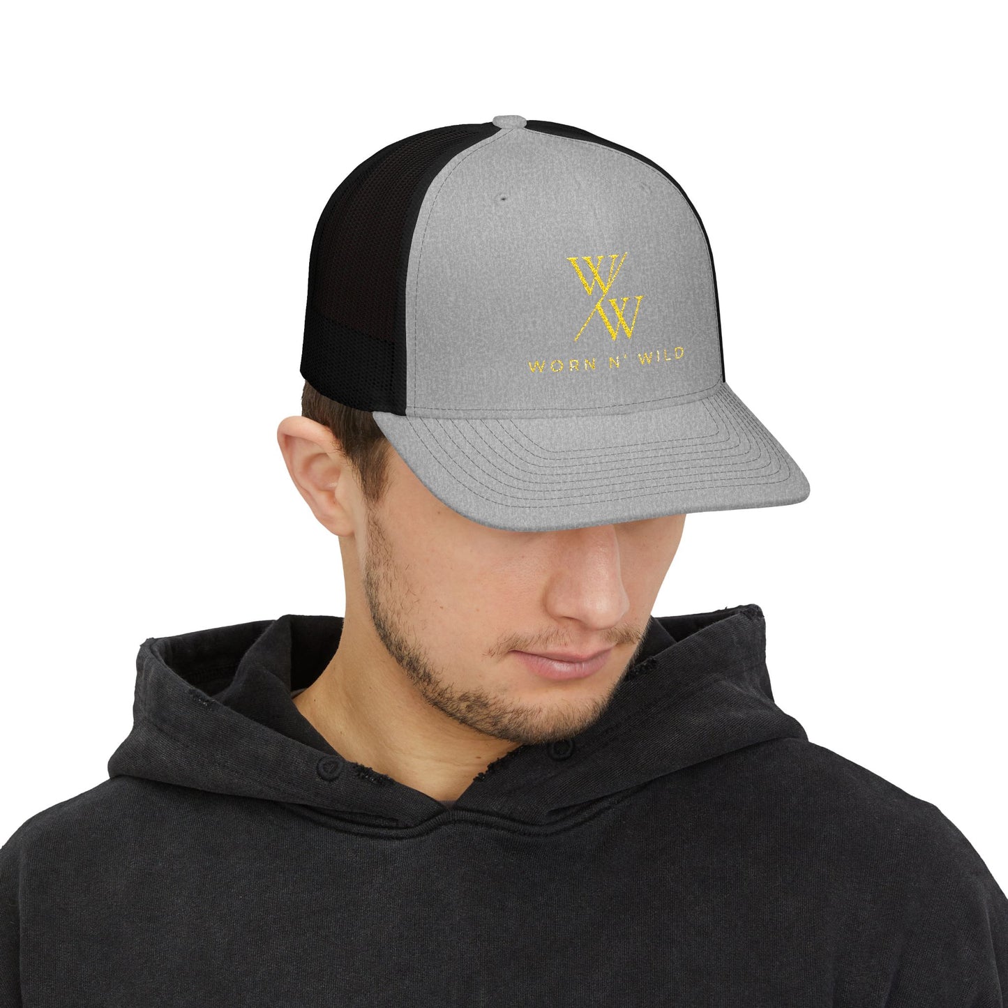 Worn N' Wild Embroidered Snapback Trucker Cap - Trendy Outdoor Style