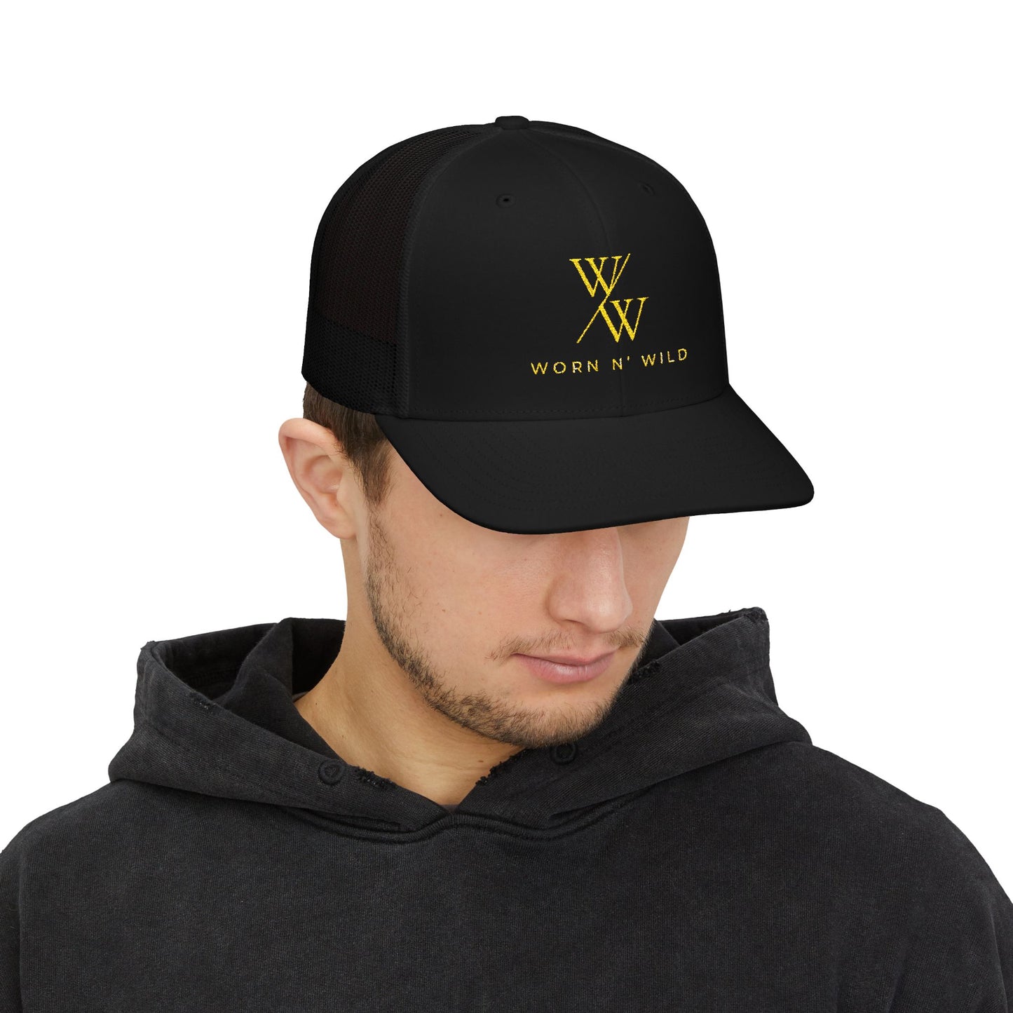 Worn N' Wild Embroidered Snapback Trucker Cap - Trendy Outdoor Style