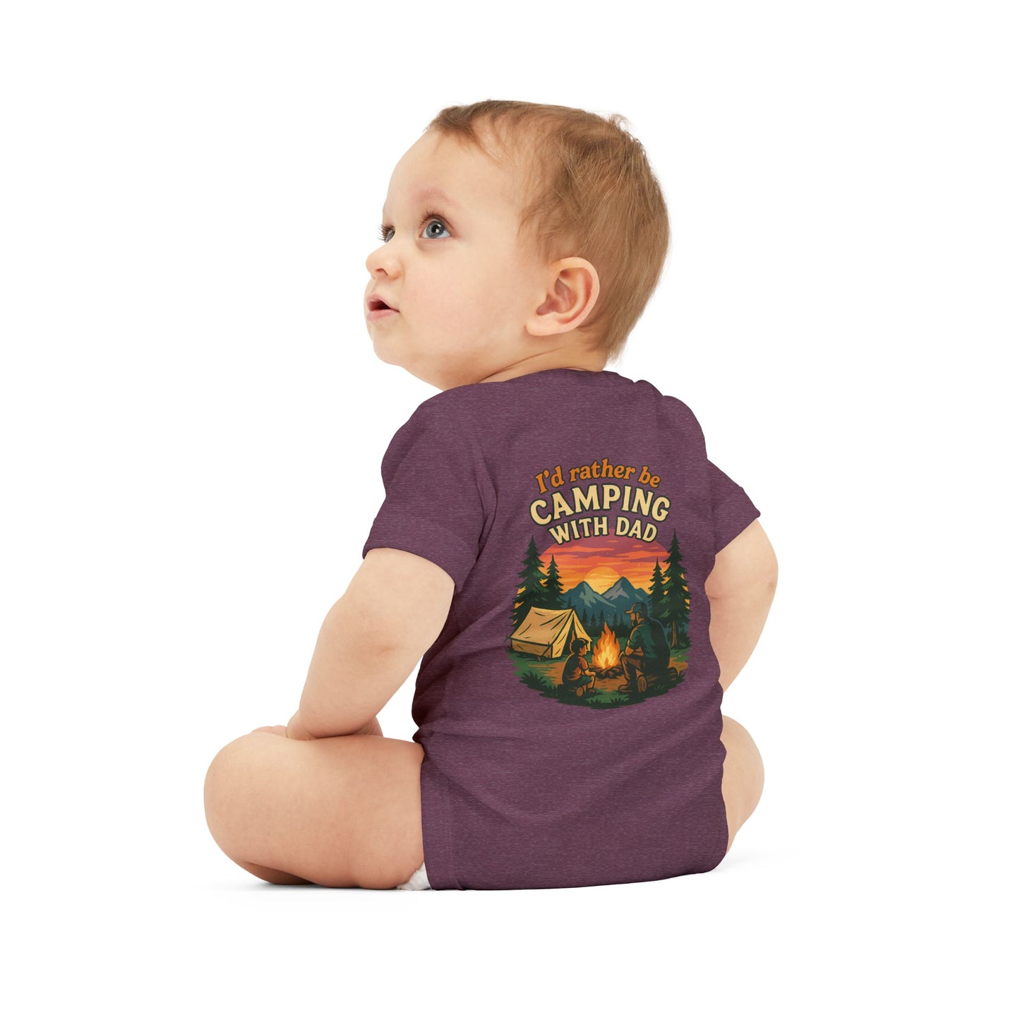 Camping-Themed Infant Jersey One Piece - "I'd Rather Be Camping With Dad" Baby Bodysuit