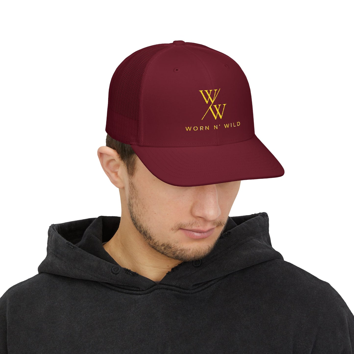 Worn N' Wild Embroidered Snapback Trucker Cap - Trendy Outdoor Style
